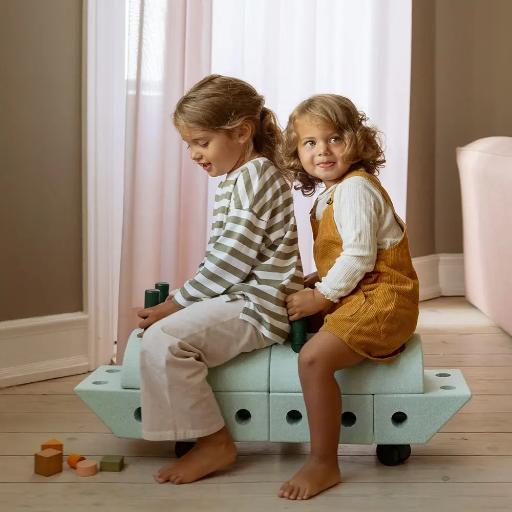 MODU Explorer Set Mint 20 el. – Kreatywne Klocki Ruchowe XXL dla Dzieci 1-6 lat | Wielofunkcyjny Jeździk, Bujak i Balansjer, Idealny Prezent na Roczek i Prezent dla Dziecka Wspierający Rozwój Motoryki Dużej i Równowagi.