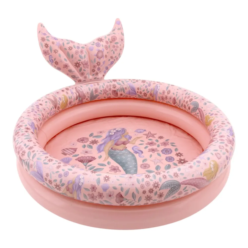 Little Dutch Basen Dmuchany Dreamy Mermaid 80 cm – Basen Ogrodowy dla Dziecka 2+ | Mały Basenik z Motywem Syrenki na Balkon i Taras, Pastelowa Zabawka Wodna, Idealny Prezent na Lato i Prezent dla 2-latka do Zabawy w Ogrodzie.