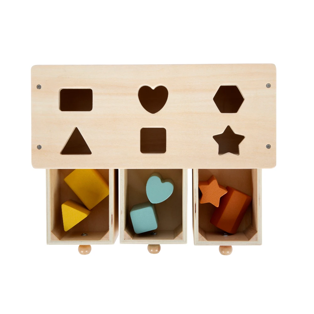 Small Foot Drewniana Skrzynia z Szufladami Montessori dla Dzieci 12m+ Edukacyjny Sorter Kształtów i Kolorów FSC 100%, Pomoc Dydaktyczna Ucząca Trwałości Obiektu, Wspiera Małą Motorykę, Koordynację Ręka-Oko i Logiczne Myślenie, Idealny Prezent na Roczek