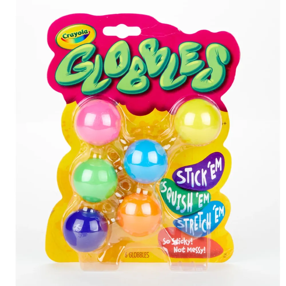 Lepkie Kulki Gniotki Crayola Globbles 6 szt. | Antystresowe Kulki Sensoryczne dla Dzieci 3+ i Dorosłych, Niebrudzące Kuleczki do Rzucania i Ściskania, Wspierają Motorykę Małą i Wyciszenie, Fidget Toy, Prezent dla Przedszkolaka.