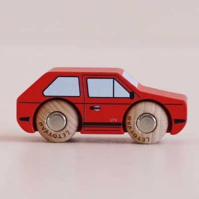 Autko Czerwone Samochodzik Drewniany Retro Gary Le Toy Van 2+
