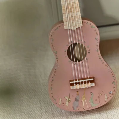 Little Dutch gitara drewniana różowa