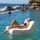 Luxe Floating Chair Dmuchany Fotel Basenowy Casa Cream | Pływający Leżak Ogrodowy z Materiałowym Pokrowcem, Szybkoschnący Materac z Siatką Mesh i PVC bez Ftalanów, Wymiary 110 x 93 cm, Obciążenie do 80 kg.