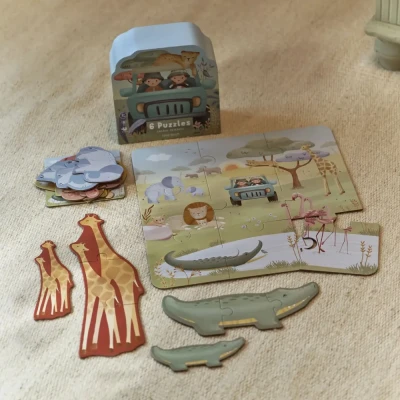 Puzzle dla Dzieci Safari Zestaw 6w1 Little Dutch 2+