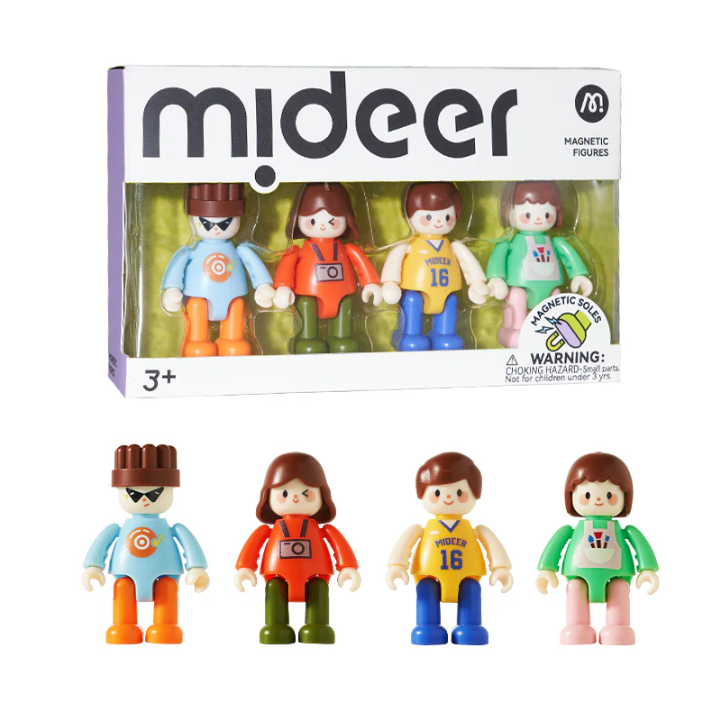 Figurki do klocków magnetycznych Mideer moi przyjaciele postacie magnetyczne dla dzieci do zabawy 3+ 4 elementy