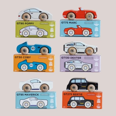Autka Kolekcjonerskie Drewniany Zestaw Samochodzików Le Toy Van Iconic Cars Gift Set FSC 2+
