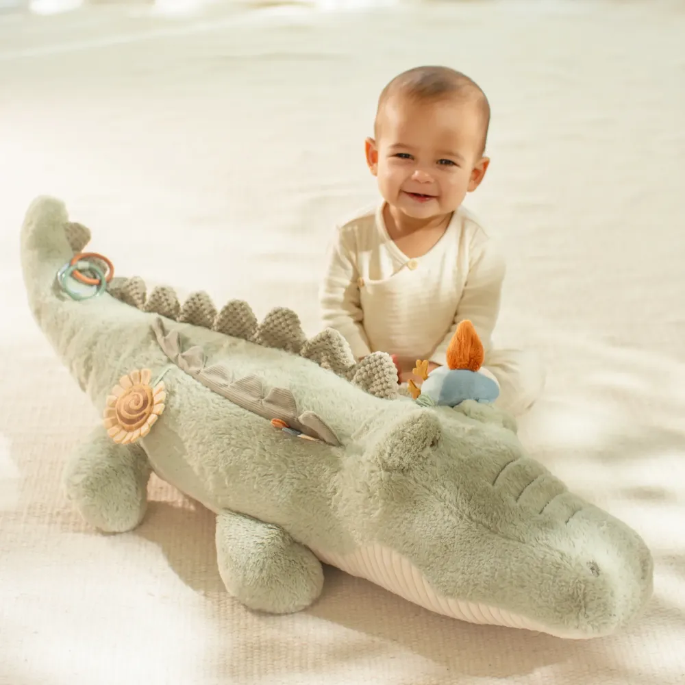 Zabawka Sensoryczna Krokodyl Aktywizujący Little Dutch Safari Friends | Duża Maskotka Edukacyjna dla Niemowląt 0m+, z Ukrytym Ptaszkiem, Grzechotką i Gryzakiem Silikonowym, Wspiera Rozwój Zmysłów, Chwytu i Koordynacji Ręka-Oko.