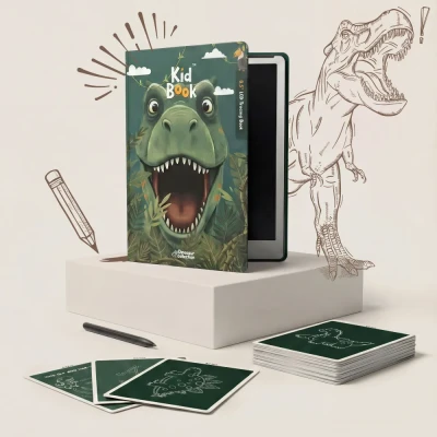 KidBook Tablet Graficzny LCD z Kartami Pracy Dino Znikopis 8,5” 3+