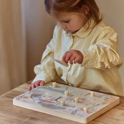 Little Dutch Drewniane Puzzle Dźwiękowe ze Zwierzątkami Safari 12m+