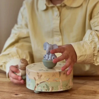 Little Dutch Pozytywka z Figurkami Słonia i Lwa Tańczące Wańki-wstańki Safari