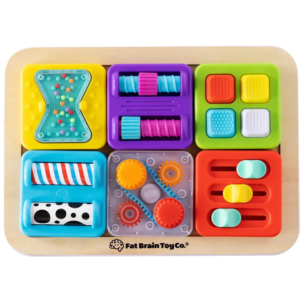 PlayTab drewniana baza tablicy sensorycznej magnetyczna podstawa na moduły sensoryczne. Drewniana tablica magnetyczna dla dzieci na 6 kwadratów aktywności PlayTab dla dzieci od 12 miesięcy 12m+ / do małej motoryki i zabawy w podróży.