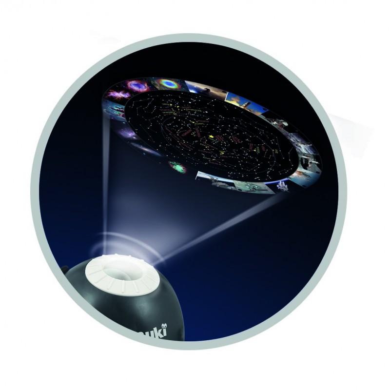Buki France Planetarium HD to edukacyjny projektor dla dzieci od 8. roku życia, który pozwala odkrywać konstelacje, Drogę Mleczną i Układ Słoneczny we własnym pokoju.