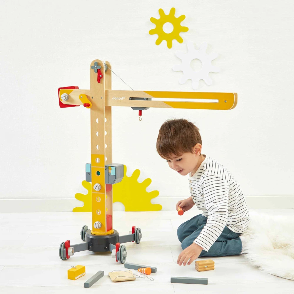 Janod dźwig zestaw konstrukcyjny DIY z narzędziami