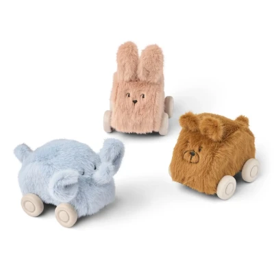 Liewood pluszowe autka Ansel 3-pack z mechanizmem pull-back