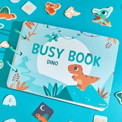 Janod książeczka z zadaniami Busy Book Dinozaury