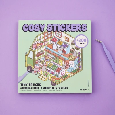 Janod zestaw kreatywny do wyklejania z naklejkami i pęsetą Cosy Stickers Tiny Trucks