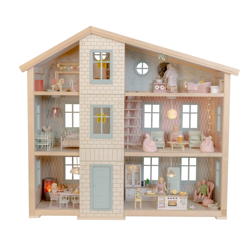 Drewniany domek dla lalek Wonder House zabawa lalkami dla dzieci Lundby