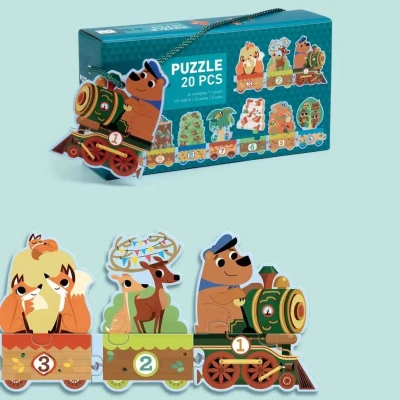 Djeco Leśny Pociąg puzzle edukacyjne do nauki liczenia