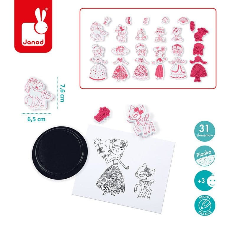 Janod - Zestaw kreatywny - Stempelki - Pokaz mody 3+