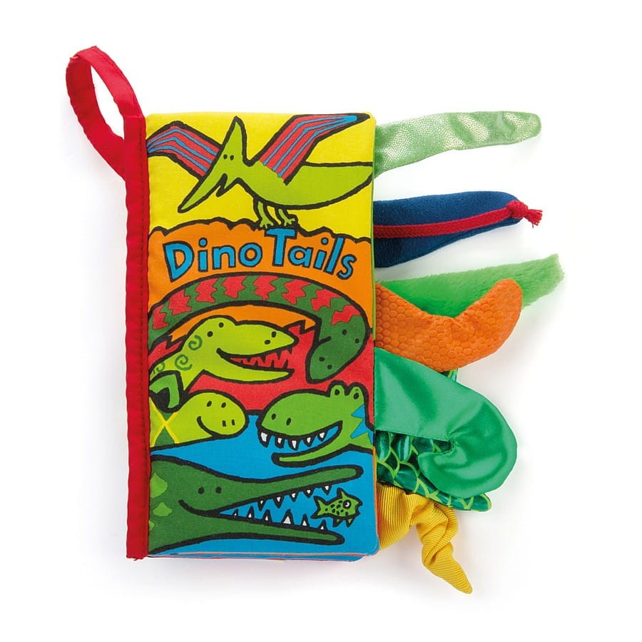 Książeczka Sensoryczna Jellycat Dino Tails | Miękka Książka dla Niemowląt 0+ z Ogonkami Dinozaurów, Szeleszczące Strony i Różnorodne Tekstury, Wspiera Rozwój Zmysłów i Motorykę Małą, Bezpieczna od Urodzenia, Idealny Prezent na Baby Shower i Narodziny.