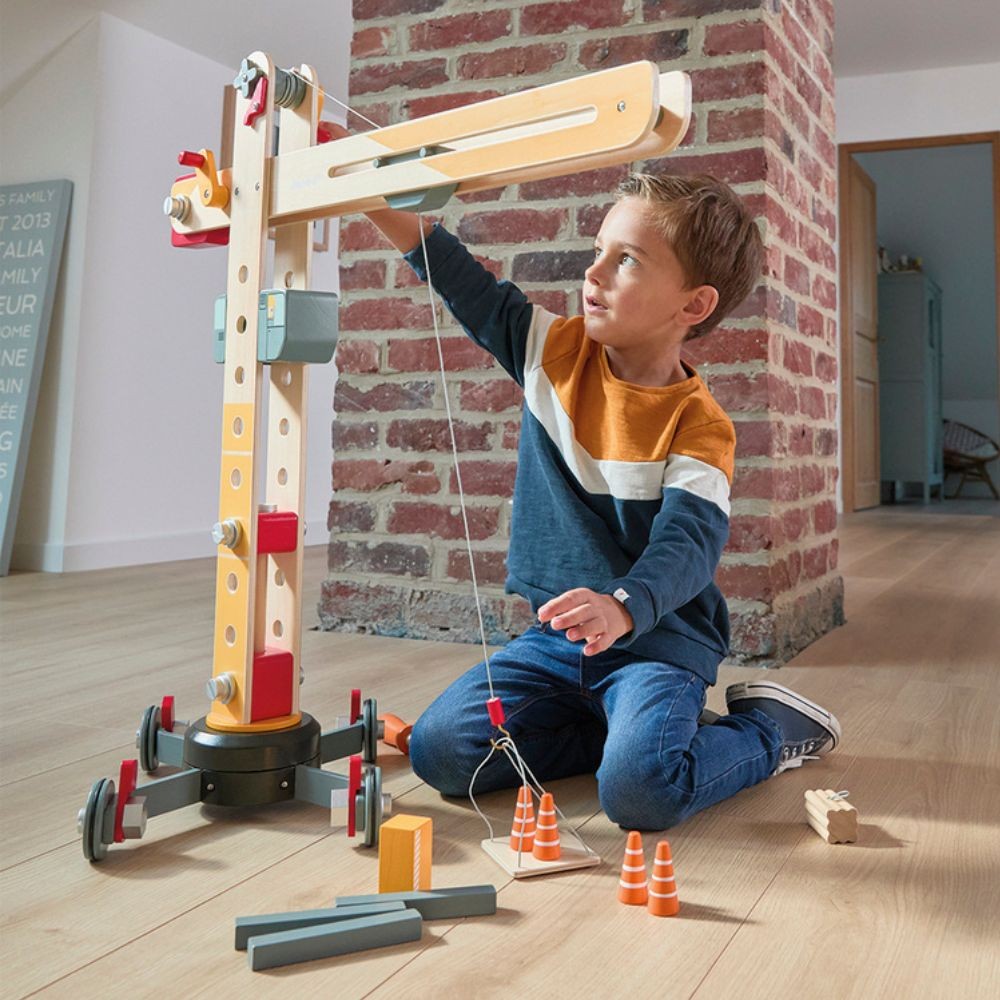 Janod - drewniany dźwig do składania z narzędziami Large Crane