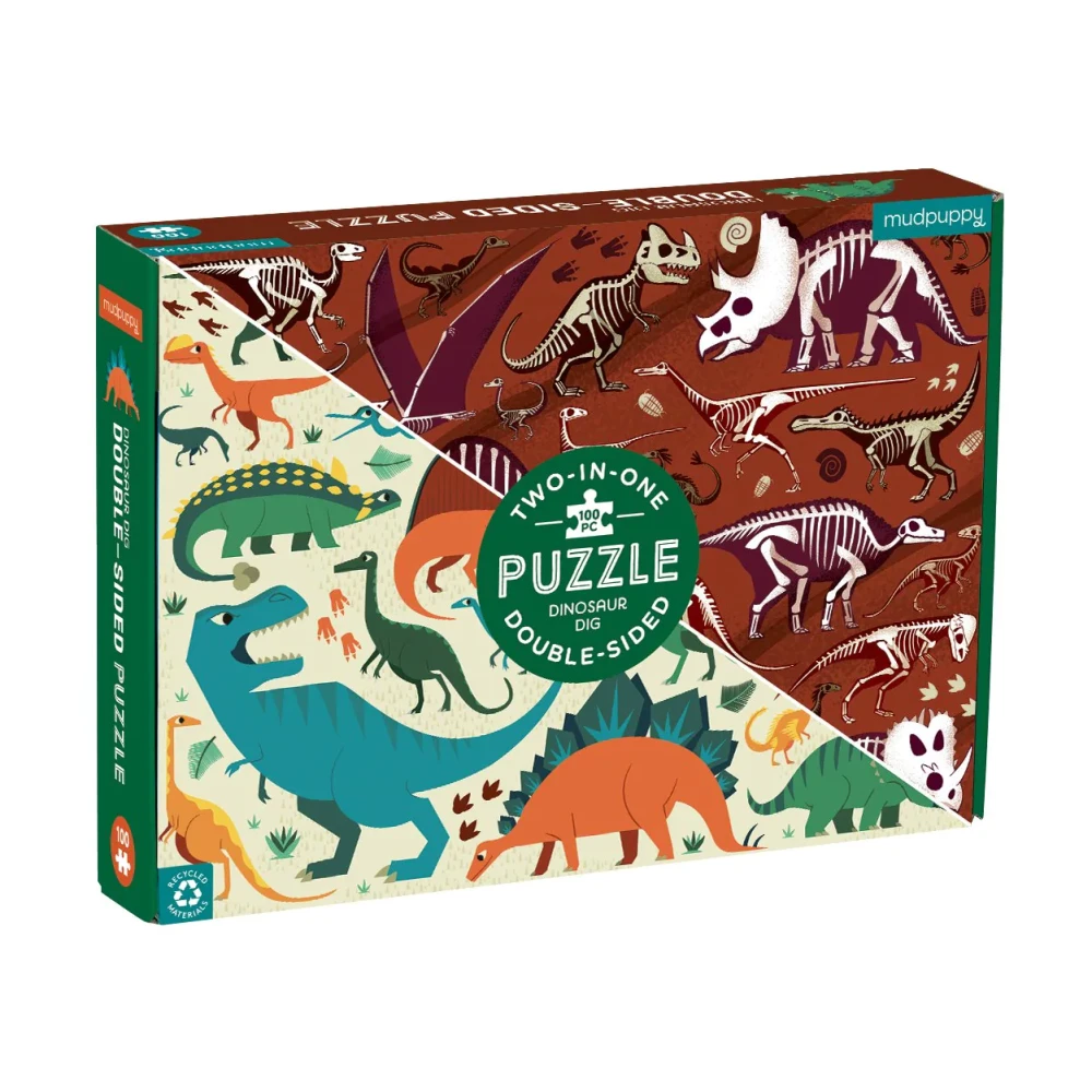 Mudpuppy - puzzle dwustronne Dinozaury 100 elementów
