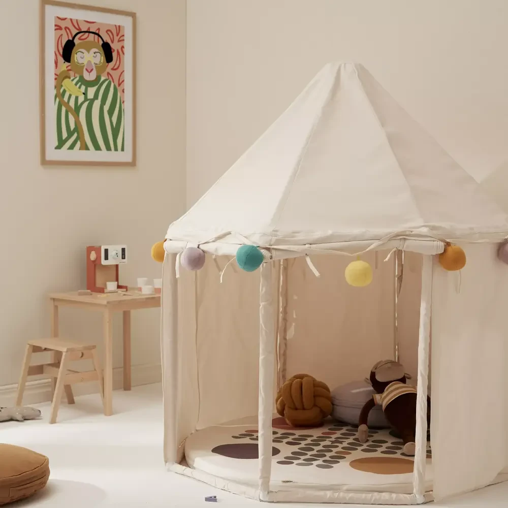 Kid’s Concept namiot dla dzieci Pavilion Off White – zabawka dla dziecka 2+, prezent dla chłopca i dziewczynki, namiot tipi z bawełny organicznej GOTS FSC