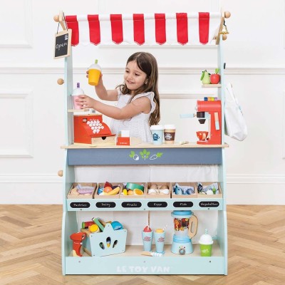 Stragan i Kawiarnia dla Dzieci Drewniany Sklep 2w1 Le Toy Van Shop & Café 122 cm 3+