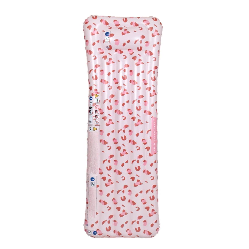 Dmuchany Materac do Pływania Swim Essentials Old Pink Leopard 177 cm | Luksusowy Materac Basenowy i Plażowy w Różową Panterkę dla Dzieci od 6 Roku Życia (6+) i Dorosłych do 80 kg, Wytrzymałe i Odporne na UV Łóżko Wodne z PVC.