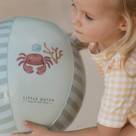 Dmuchana Piłka Plażowa Little Dutch Fresh Greens | Lekka Piłka do Wody i Ogrodu dla Dzieci 2+, Brodzikowa Piłka z PVC bez BPA 35 cm, Wspiera Koordynację Ruchową i Aktywność, Prezent na Lato dla Chłopca i Dziewczynki.