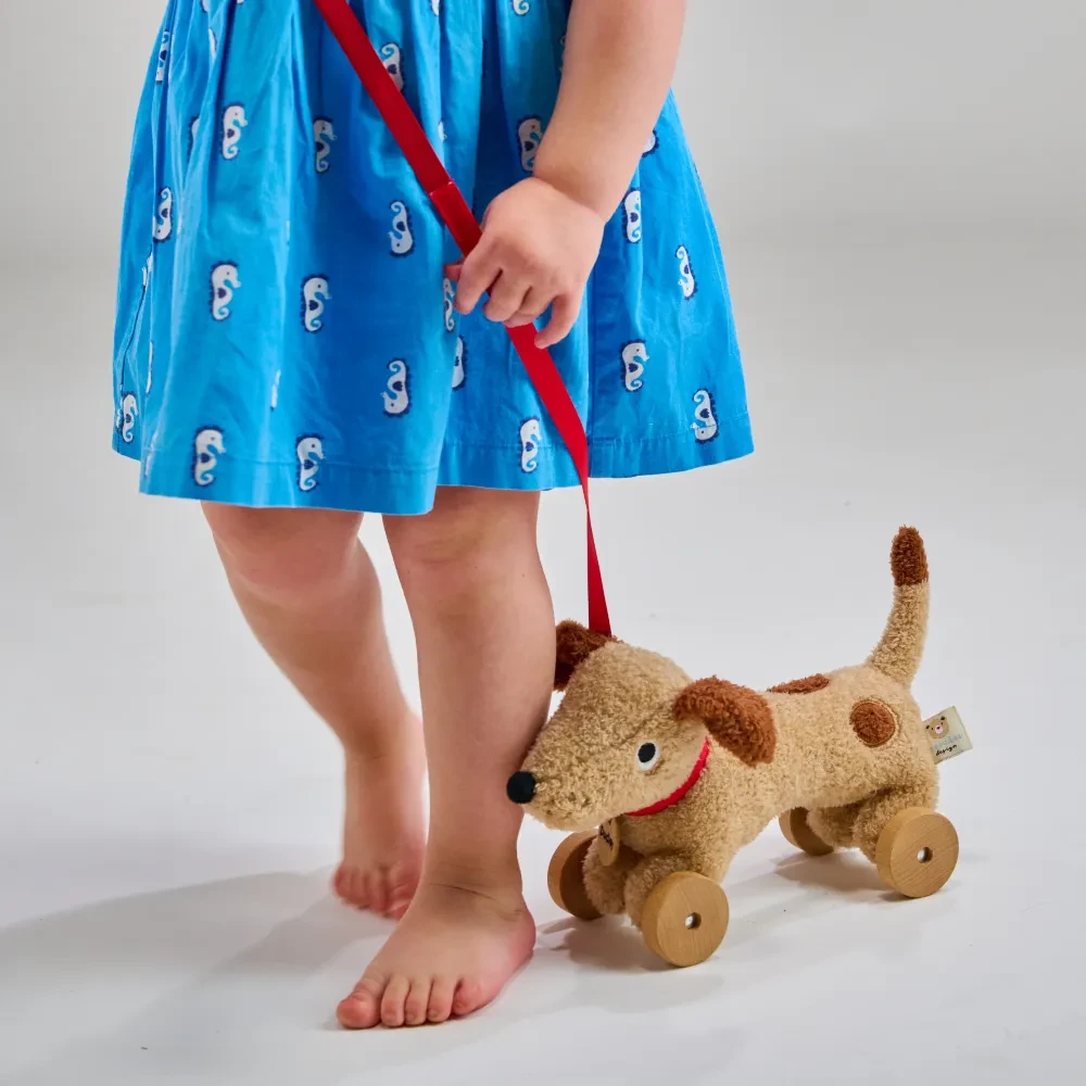 ThreadBear Design piesek na kółkach do ciągnięcia Dudley