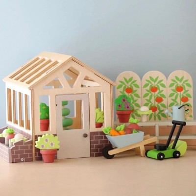 Tender Leaf Toys szklarnia i ogródek do domku dla lalek