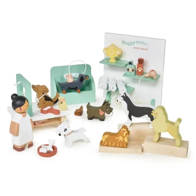Tender Leaf Toys drewniane figurki pieski Waggy Tails Dog Salon