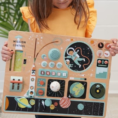 Drewniana Tablica Manipulacyjna Stacja Kosmiczna Panel Sensoryczny Tender Leaf Toys