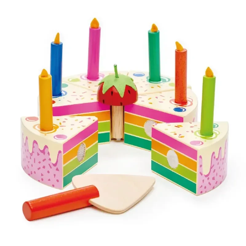 Tender Leaf Toys - drewniany tort urodzinowy Rainbow Birthday Cake
