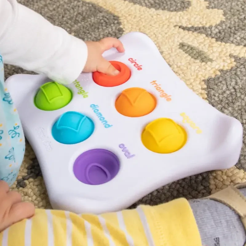 Fat Brain Toys Dimpl Duet – zabawka sensoryczna dla dziecka 12m+ z bąbelkami do wciskania, alfabetem Braille’a i nauką kolorów, prezent na roczek, rozwój motoryki małej, koncentracji i zmysłu dotyku