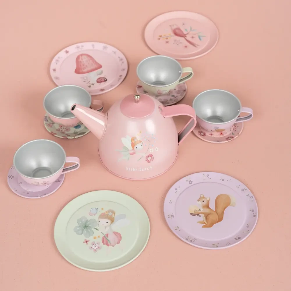 Little Dutch metalowy zestaw do herbaty dla dzieci Fairy Garden na prezent