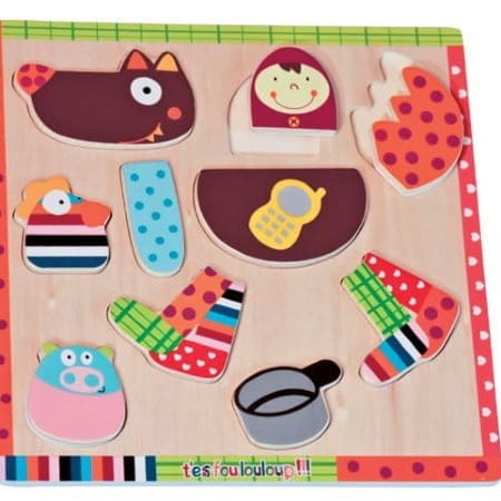 Ebulobo - Szalony milutki wilk - drewniane puzzle