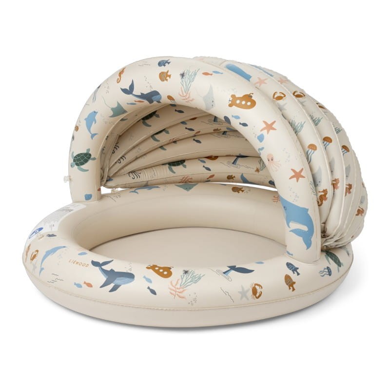 Liewood Hadleia Printed Canopy Pool Sea Creature Sandy Basenik z Daszkiem