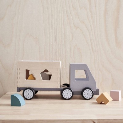 Kids Concept autko ciężarówka drewniana z sorterem i klockami