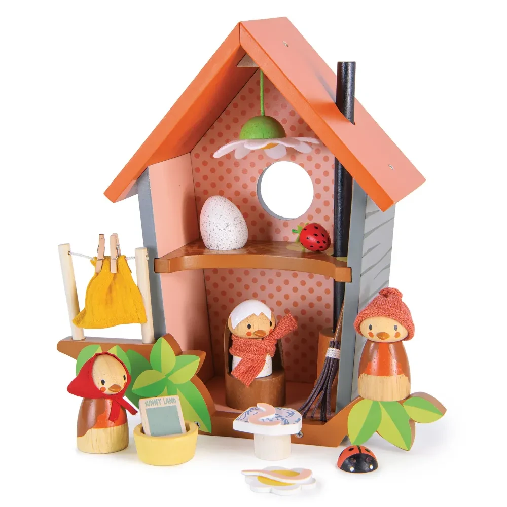 Tender Leaf Toys drewniany domek z figurkami ptaszków