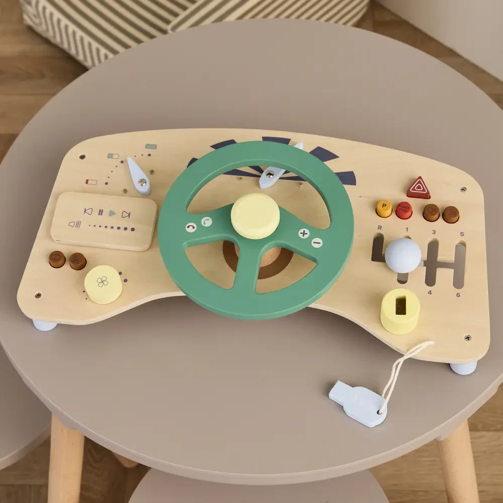 Kids Concept drewniana tablica manipulacyjna kierownica samochodowa zabawka dla 2 latka