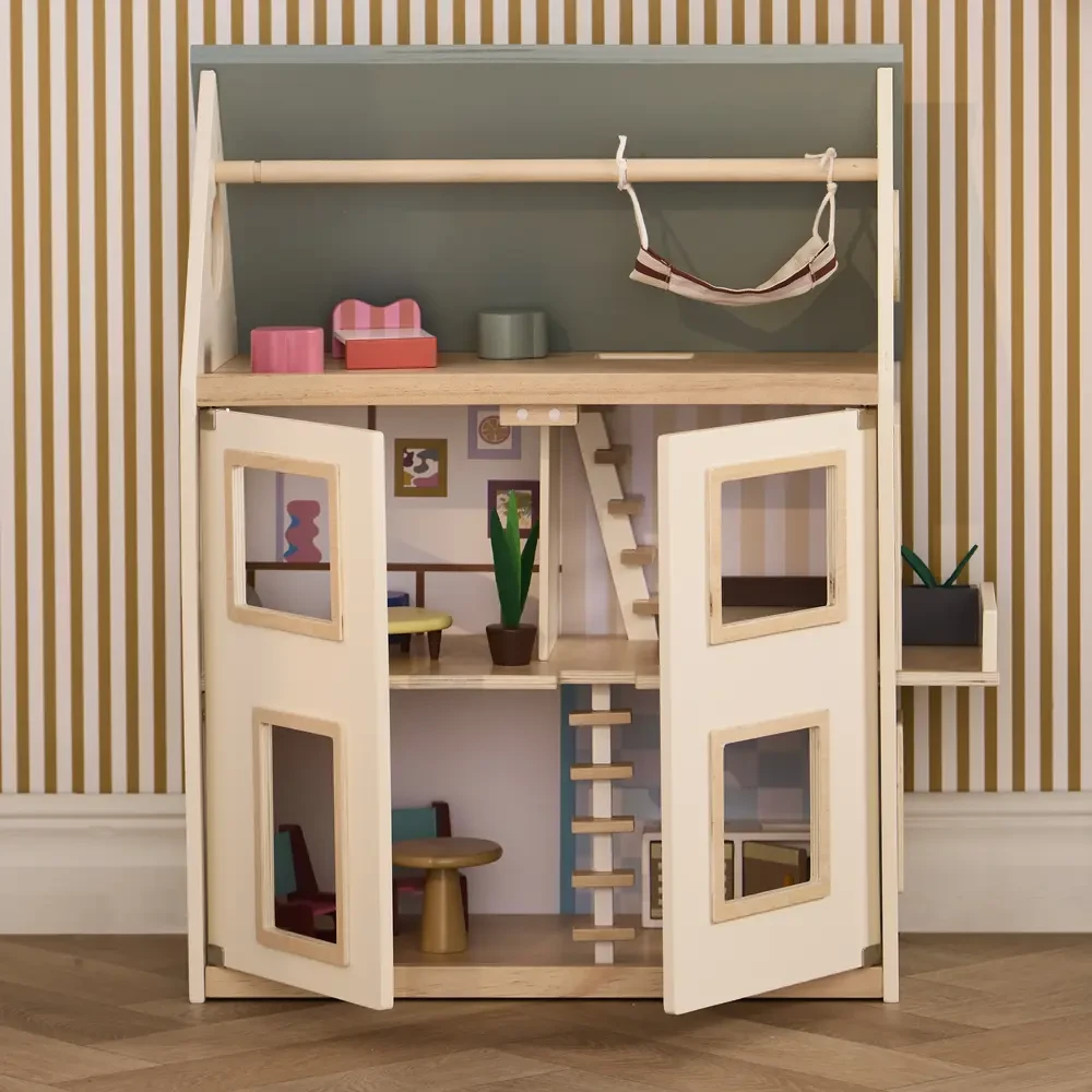 Kids Concept domek drewniany z meblami dla lalek