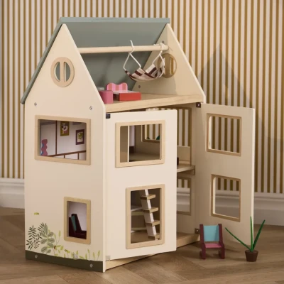 Kids Concept drewniany domek z mebelkami dla lalek