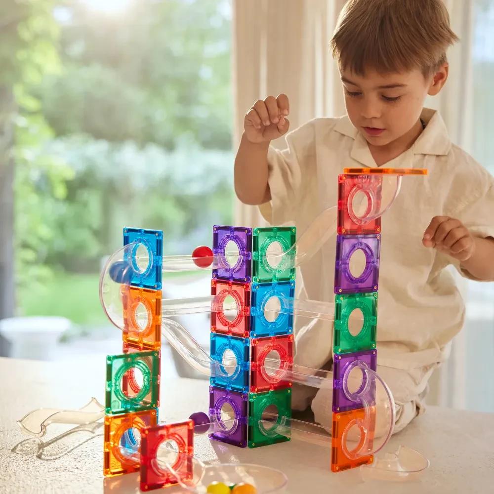 Cleverclixx kulodrom z klocków magnetycznych Ball Run Compact Pack Intense 60 elementów