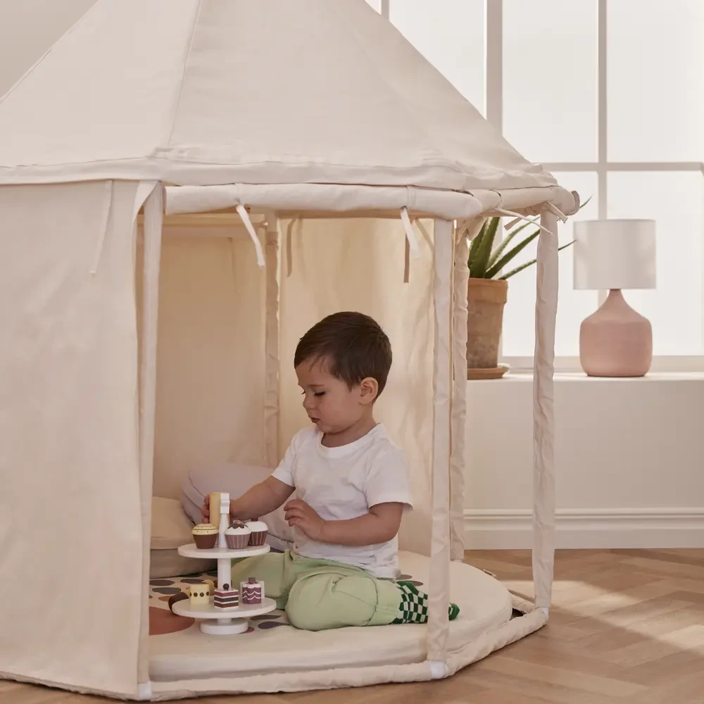 Kid’s Concept namiot dla dzieci Pavilion Off White – zabawka dla dziecka 2+, prezent dla chłopca i dziewczynki, namiot tipi z bawełny organicznej GOTS FSC