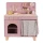 drewniana kuchnia dla dzieci z akcesoriami z romantycznej serii Soft Flowers holenderskiej marki Little Dutch. Pastelowa kuchnia dziecięca o wysokości 83 cm z interaktywną płytą grzewczą, wyposażeniem z drewna FSC