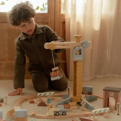 Little Dutch drewniany dźwig budowlany z akcesoriami