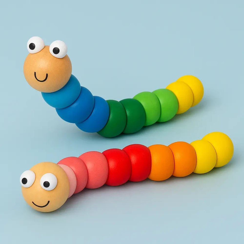 Bigjigs Toys drewniana manipulacyjna zabawka antystresowa Wiggly Worm
