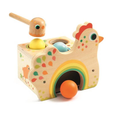 Djeco Drewniana Wbijanka Kurka z Młoteczkiem
